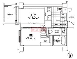 カスタリア麻布十番 1LDKの間取図画像