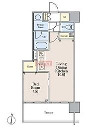 南麻布パークハイツ 1LDKの間取図画像