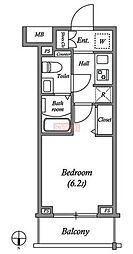 ジェノヴィア大崎スカイガーデン 1Kの間取図画像
