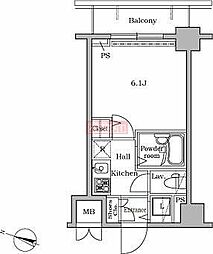 レジディア広尾2 1Kの間取図画像