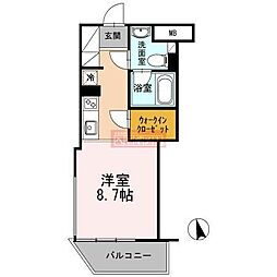 カスタリア目黒長者丸 ワンルームの間取図画像