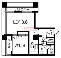 グランパークハイツ 1LDKの間取図画像