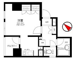 アピス三軒茶屋 1Kの間取図画像