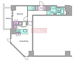 レジディアタワー目黒不動前 1LDKの間取図画像