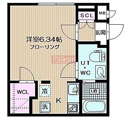 ブランシェ荏原中延 ワンルームの間取図画像