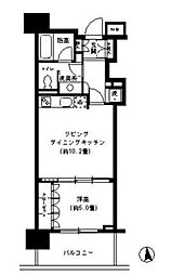 KDXレジデンス芝公園 1LDKの間取図画像