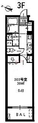 ワイズスクエアー 1Kの間取図画像