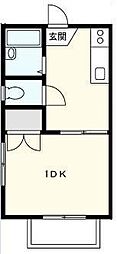ラセーヌ川越 1DKの間取図画像