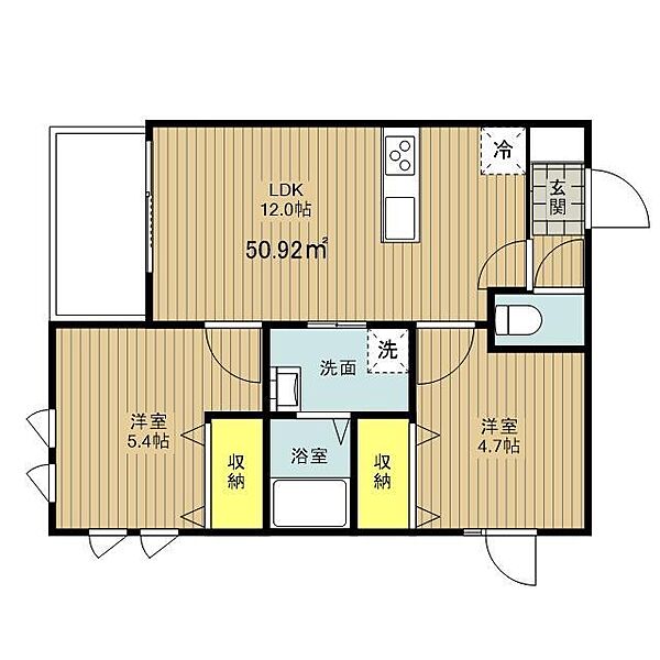 リバーサイドレジデンス 105｜東京都江戸川区宇喜田町(賃貸マンション2LDK・1階・50.92㎡)の写真 その2