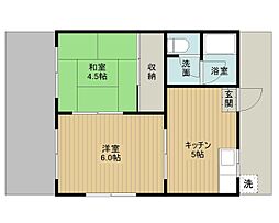 丸三ハウス 2DKの間取図画像