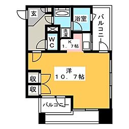 レジディアイチガヤ ワンルームの間取図画像