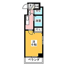 アドバンス明豊 1Kの間取図画像