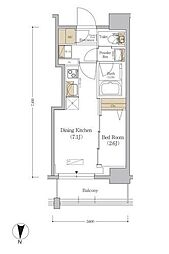 URBANEX市谷本村町 1DKの間取図画像