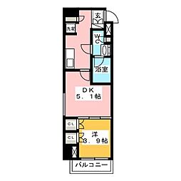 ParkAxis市谷加賀町 1DKの間取図画像