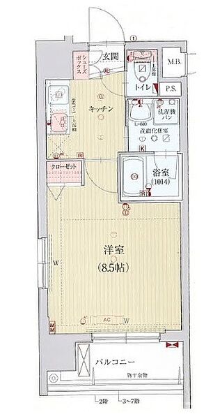 ベラジオ京都西院ウエストシティII 601｜京都府京都市右京区西院日照町(賃貸マンション1K・6階・26.28㎡)の写真 その2