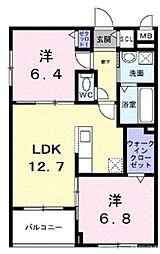 アーバンコート堀川西 203 2階2LDKの間取り