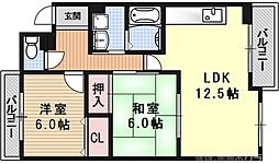 アーバニティー桂 1階2LDKの間取り