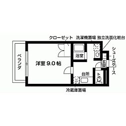 Peaceful朱雀 4階1Kの間取り