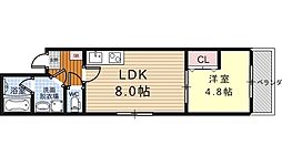 EASE京都室町（イーズ京都室町） 4階1LDKの間取り