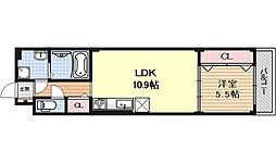 アドマステラス壬生松原 1LDKの間取図画像