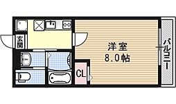 アークリード洛北 1Kの間取図画像