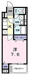 パレス山科西野 1Kの間取図画像