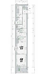 リーガル京都烏丸東 1LDKの間取図画像