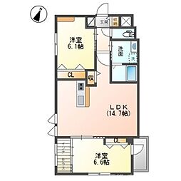 Palacio西院 2LDKの間取図画像