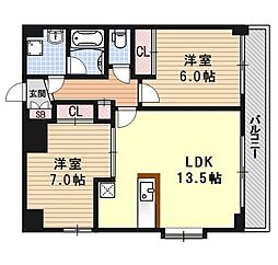 アンシャンテ 2LDKの間取図画像