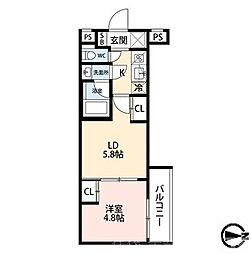 エストゥルース京都II 1DKの間取図画像