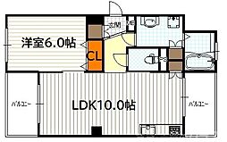 コンフォート聖護院 1LDKの間取図画像