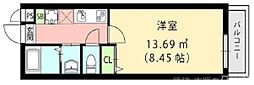 LaFiteOMIYA 1Kの間取図画像
