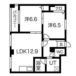 リエス西院 2LDKの間取図画像