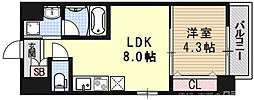 アクアプレイス京都三条朱雀 1LDKの間取図画像
