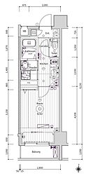 エストゥルース京都 1Kの間取図画像