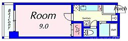 ハウスセゾン両替町 1Kの間取図画像