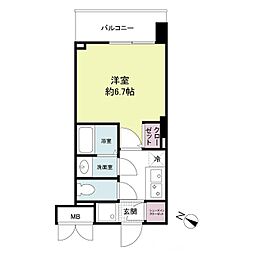 ブランシエスタ西京極 1Kの間取図画像