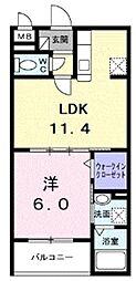 アーバンコート堀川西 1LDKの間取図画像