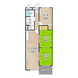 インペリアル京都 3LDKの間取図画像