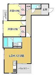 Plume葛野三条 2LDKの間取図画像