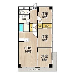 サウスビン 3LDKの間取図画像