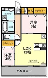 ラネージュ 2LDKの間取図画像