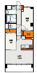 プルミエール朱雀 2LDKの間取図画像