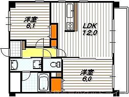 ベリエ茶五 2LDKの間取図画像