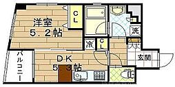 エクセルコート京都五条坂 1DKの間取図画像