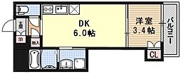AQUAPLACE京都二条城北 1DKの間取図画像