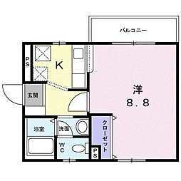 セントサウス 1Kの間取図画像