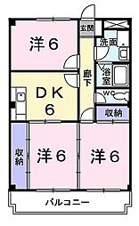 ミローズコート 3DKの間取図画像