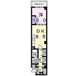 パレス伏見 1DKの間取図画像