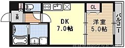 アドバンス京都北大路レフィナード 1DKの間取図画像
